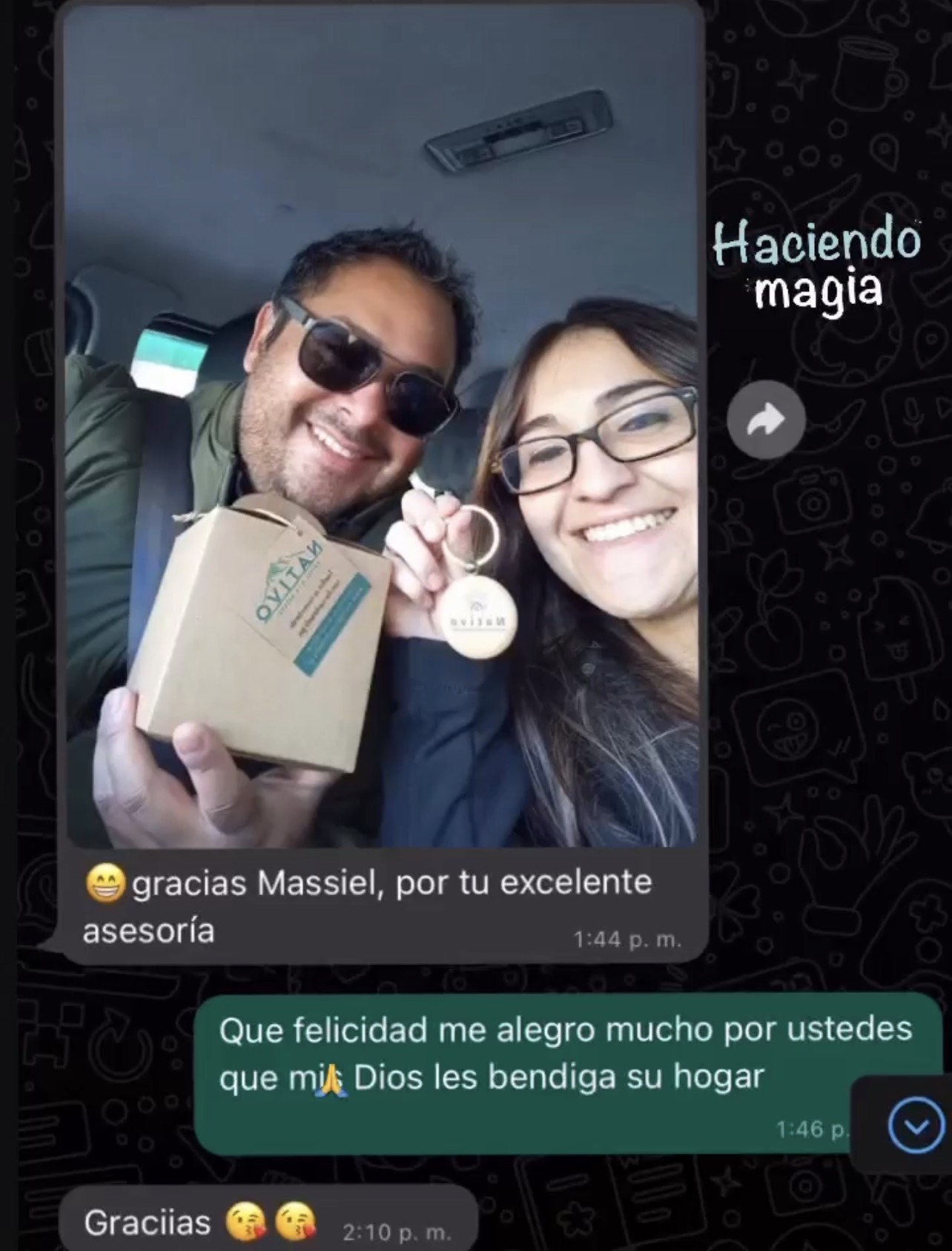 Mensaje de agradecimiento de clientes