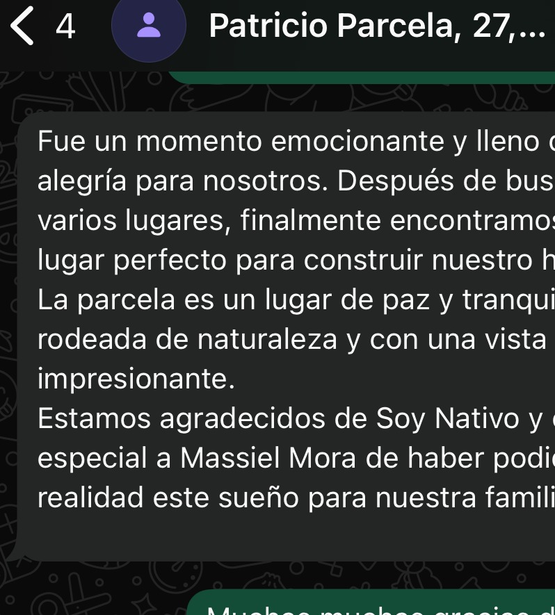 Testimonio de Patricio sobre la compra de su parcela